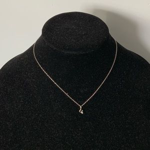 Sterling Silver Initial U Pendant Necklace with Cubic Zirconia